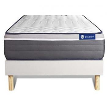 Somier blanco ACTISOM + Colchón Actilatex Plus con látex y espuma viscoelástica 80 x 200 cm, 7 zonas de confort, altura 26 cm