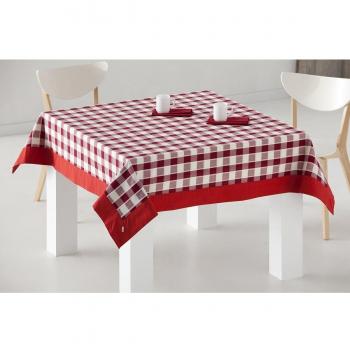 ES-TELA - Mantel RIOJA color Burdeos - 155x250 - Incluye 12 servilletas - Confección en aplique - Hilo tintado - 50% Algodón / 50% Poliéster