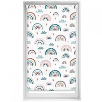 Estor Enrollable Estampado EasyFix Arcoiris Azul 80x150 cm - Sin Taladro y Elegante