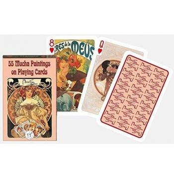 Baraja de Póker Piatnik de 54 Cartas con Arte Moderno de Alfons María Mucha - Colección Exclusiva para Adultos