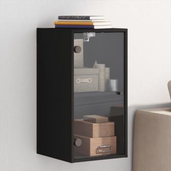 Mueble de pared con ante en vidrio negro 35x37x68,5 cm Vidaxl Negro