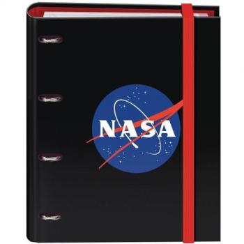 Carpeta de Anillas DOHE NASA Logo con Recambio 100 Hojas Cuadriculadas 5x5mm, Papel 90gr, Tamaño A4, 4 Separadores, Anillas Mixtas 4