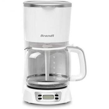 Cafetera de filtro programable Brandt CAF1318ES de 18 tazas 1000W blanca y plateada