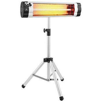 Calentador de Infrarrojos Arebos 2500W - Estufa Exterior y Interior - Calentador Radiante con Trípode Ajustable - Color Plata