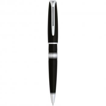 Waterman Charleston bolígrafo negro con adornos cromados, con estuche
