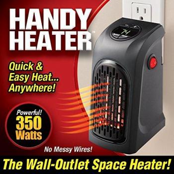 Handy Heater Estufa Eléctrica Portátil 350 W enchufe eléctrica ajustable de 15 a 32 ° bajo consumo baño casa oficina. Visto In Tv