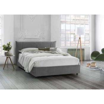 Cama Contenedor Matrimonial Celeste con Revestimiento de Tela, 100% Made in Italy, Apertura Frontal, Apta para Colchón de 160x190 cm, Color Gris