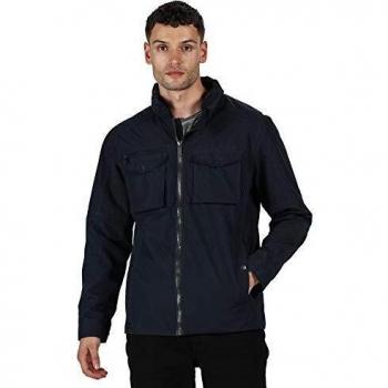 Regatta Haldor-Chaqueta Impermeable, Transpirable, Forrada, con Costuras Selladas Y Capucha Plegable Jackets Waterproof Shell, Hombre, Navy, S