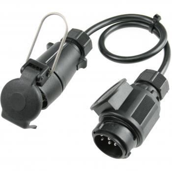 as - Schwabe - Cable adaptador - cable de acoplamiento de 7 polos a enchufe de 13 polos para exteriores y caravanas - adaptador de 0,6 m 12 V - IP44 - Hecho en Alemania - Negro I 60467