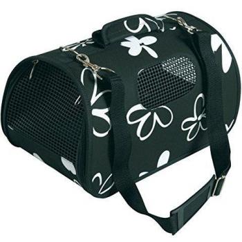 Transportín Flower S Negro para Perro Pequeño y Gato - 21x36x24cm