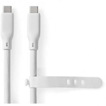 Cable USB-C 3.2 Gen 1 de carga y sincronización, 1.5 m, 60 W, 4K@60Hz, 5 Gbps, redondo, silicona blanca