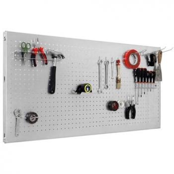 Panel Organizador de Herramientas Pared Simon Rack 900x600 mm Galvanizado con 14 Ganchos y 3 Soportes