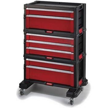 Keter 223044 - Carrito Organizador con 7 cajones, Negro Y Rojo, 54.2x26.9x72.2 cm