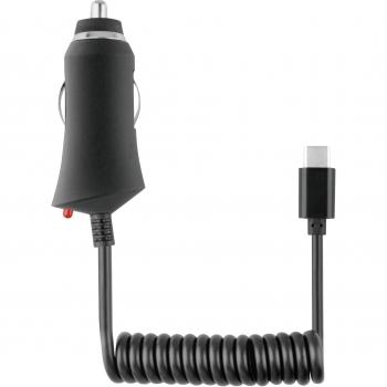 Muvit MUDCC0135 - Cargador USB Tipo-C para Coche, 2.1 A, con Cable de 1m, Color Negro