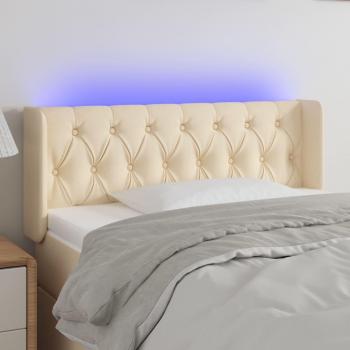 Cabecero de Cama con LED de Tela Crema 103x16x78/88 cm