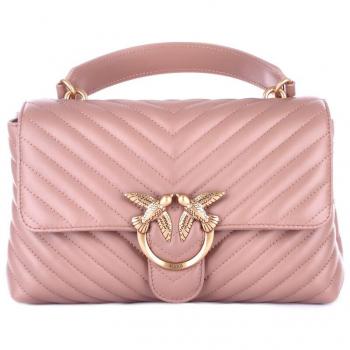 PINKO Quilted Leather Bag with Chevron Pattern, Brown, ONE SIZE