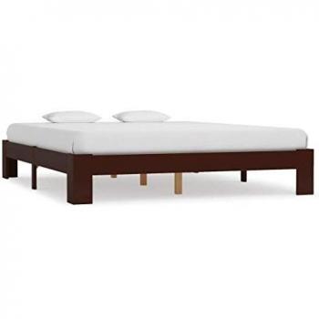 vidaXL Madera Maciza Pino Estructura Cama Mobiliario Casa Clásica Práctica Cómoda Moderna Robusta y Duradera Sin Colchón Marrón Oscura 180x200cm