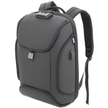 Mochila semirrígida acolchada HOFMAN con cierre de seguridad, 31x45x13 cm, compatible con trolley, bolsillo antirrobo, compartimento acolchado para portátiles y entrada USB para Powerbank