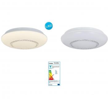 Lámpara de Techo LED Pilsen 41cm, Luz Cálida, Pantalla de Acrílico con Elementos de Cristal, Incluye LEDs, Color Blanco
