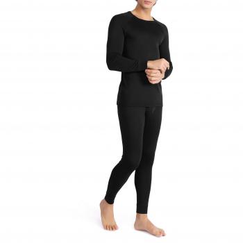 Genuwin Ropa Térmica para Hombre - Conjunto Extra-Warm de Elástica Rib con Forro Polar - Ropa Interior de Invierno Funcional para Running, Esquí, Montaña, Ciclismo, Fitness