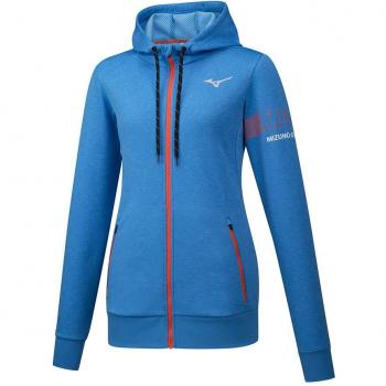 Mizuno Heritage Sudadera con Capucha y Cremallera para Mujer, Mujer, 5054698596210, Azul Brillante, Extra-Small