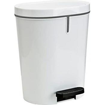 Cubo de Basura Ovalado con Pedal, Capacidad 25L, Color Blanco