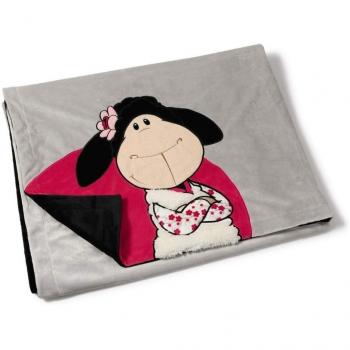 Nici - Manta de peluche Jolly Lynn, 175x140cm, color gris/rojo