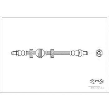 Latiguillo de freno CORTECO 19026461 - Longitud: 590 mm, Material: goma, Conectores: metálicos, Aplicación: sistema de frenos