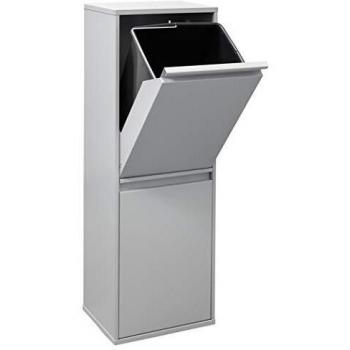 Arregui Basic Cubo de Basura y Reciclaje de Acero de 2 Compartimentos, Gris Claro, 90,5 x 30,5 x 24,5 cm