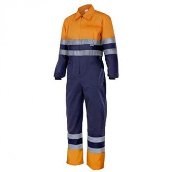 Mono Bicolor Alta Visibilidad Velilla - Azul Marino/Naranja Flúor - Talla M