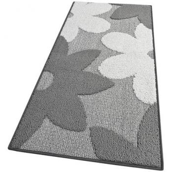 Alfombra de Cocina 3D Flores Tridimensionales Suave Antideslizante Gris 50x135 cm