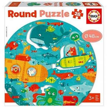 Educa 18907 Round Bajo el Mar. Puzzle Redondo Infantil. 28 Piezas. +3 años. Ref, Multicolor