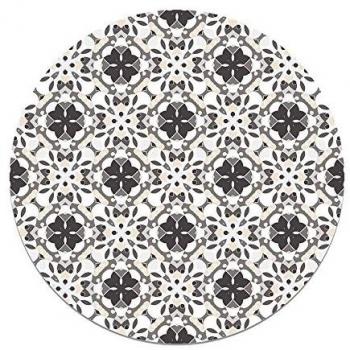 Alfombra Vinílica Redonda Hidráulico Oriental Mosaico Gris 150x150 cm - Antideslizante e Ignífuga para Cocina y Salón