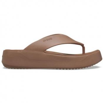 Crocs Getaway Platform Flip Flops for Women - Size W6, Latte Color