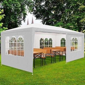 Gazebo Rimini Blanco 3x6m con Protección UV 50+ y 6 Paredes Laterales Resistente al Agua