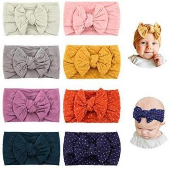 Makone Vendas del bebé, súper elásticas Suaves Nudo de bebé Turbante, Multicolor Hairband de los bebés recién Nacidos, Toddle Pelo de los niños de los Aros
