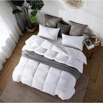 Amazon Brand - Umi Edredón de plumón de Pato 200x200cm-cama 105,Tejido 100% algodónen,100% Antideslizante, edredón de plumón hipoalergénico según Oeko-Tex STANDARD100