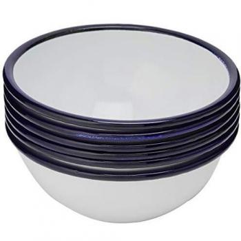 Bol de Acero Esmaltado Ø 155 mm - Lote de 6 - Olympia, Apto para Lavavajillas y Horno, Ideal para Camping y Uso Profesional