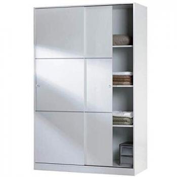 Habitdesign MAX020BO- Armario 2 Puertas Correderas y Estantes, para Dormitorio o Habitacion,Acabado en Blanco Brillo, Medidas: 120 cm