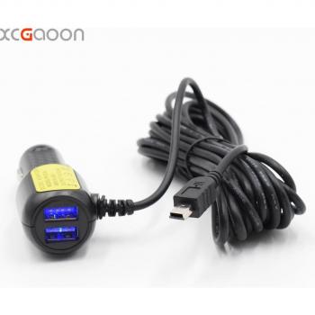 Cargador de Coche Mini USB 3.5m 5V 3.4A con 2 Puertos USB para DVR, Cámara GPS y Grabador de Video, Entrada DC 8V - 36V