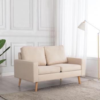 VidaXL Sofá de 2 plazas de tela color crema