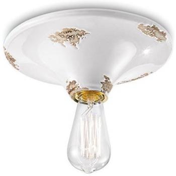Plafón Vintage Ferroluce C134 Blanco Cerámica 25 cm E27 77 W
