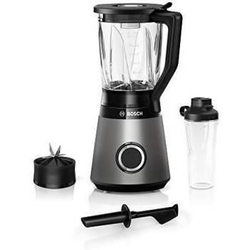 Bosch VitaPower Serie | 4 MMB6174S Batidora de Vaso, 1200W, Jarra de Plástico Tritan 1.5L, Color Negro y Acero Inoxidable