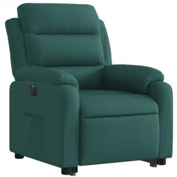 Sillón eléctrico reclinable elevable de tela verde oscuro