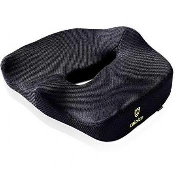 Nueva espuma de memoria Upgrade Cojín & # xFF0 C; caloics® Nuevo diseño para almohadilla de silla para casa, en la oficina - ULTIMATE en Comfort- Alivio del Dolor de espalda & coxis, ZD-BLACK