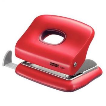 Rapid FC20 Taladro Perforador de Papel, Capacidad 20 Hojas, Con Sistema de Fácil Vaciado, Punzones de 5.5mm, Color Rojo