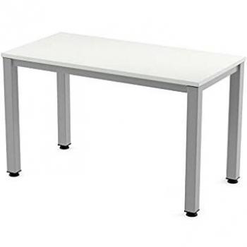 Rocada | Mesa de Escritorio con Estructura de Acero | Mesa de Oficina con Superficie de Madera | Mes de Despacho en Madera Blanca y Estructura Color Gris | 120x60 cm