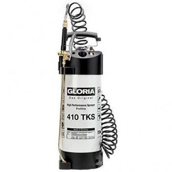 Pulverizador de alta presión Gloria 410 TKS, 10 L, acero inoxidable, manómetro, conexión para compresor, manguera espiral, 6 bar, oleofóbico