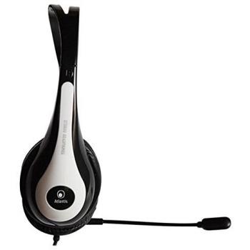 Auriculares con Micrófono Atlantis P003-VA510, Conexión Cableada, Fino en ABS, 240 cm de Longitud
