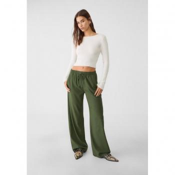 Stradivarius Elegant Flowing Green Trousers XS